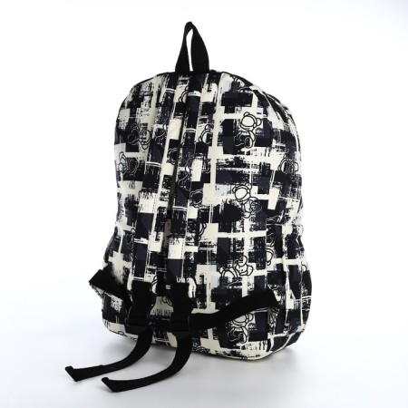 School backpack from textiles on lightning, 3 pockets, black color-3