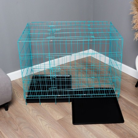 A cage with a hatch for dogs and cats, 100 x 60 x 70 cm, blue-9