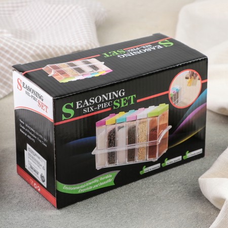 Set for spices "compact", 100 ml, 17 × 7 × 10 cm, 6 pcs, one -sided dispenser, color mix-2