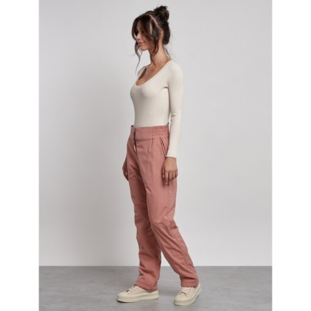 Warmed female trousers, size 50, color light brown-1