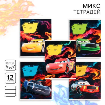 Notebook in a ruler of 12 sheets, 5 types of mix, cover coated cardboard, cars