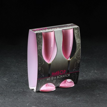 A set of glasses for champagne "Dawn Rock", 170 ml, 2 pcs, pink color-2