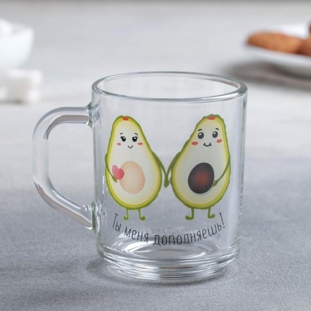Glass Avocado Glass, 200 ml, without packaging, Mix drawing