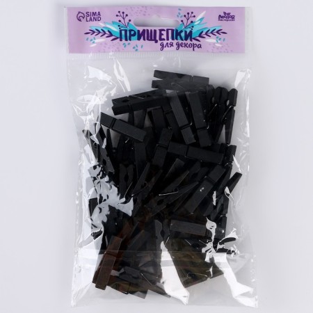 A set of clothespins for decor 50 pcs., Black - 3.5 cm-4