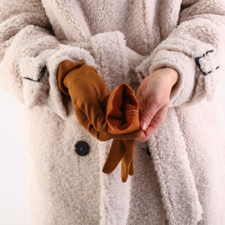 Gloves are female, dimensionless, without insulation, beige color-4