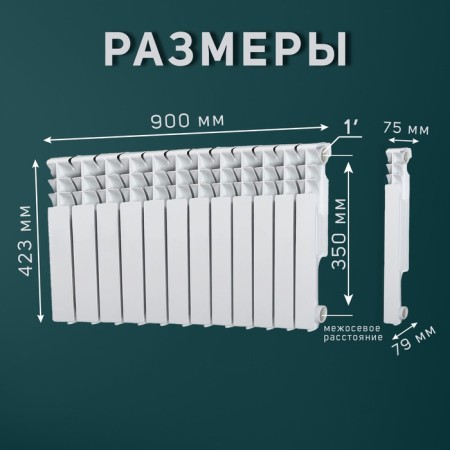 Tropic 350x80 mm radiator aluminum, 12 sections-4
