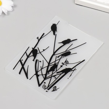 Embosing stencil plastic "birds on branches" 14.8x10.5 cm-1