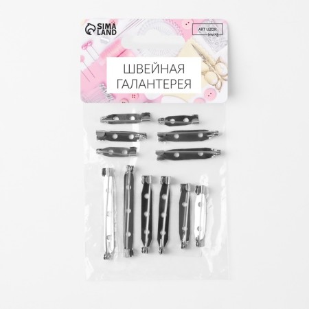 Assorted basics for brooches, 45 /40 /32 /30 /25 /20 mm, 12 pcs, silver color-5