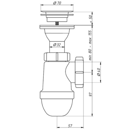 Universal siphon "Ani Plast" Varangian C5500, 1 1/2 "x 40 mm-1