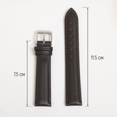 Watch strap, male, 18 mm, genuine leather, brown-1