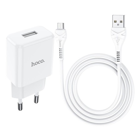 Nice charger Hoco N9, USB - 2.1 A, MicroUSB 1 m cable, white-5