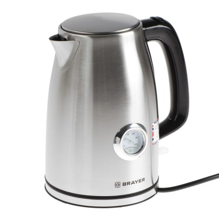 Electric kettle Brayer BR1022, Metal, 1.7 l, 2200 W, thermometer, silver