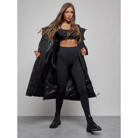 Coat insulated winter female, size 42, black color-12