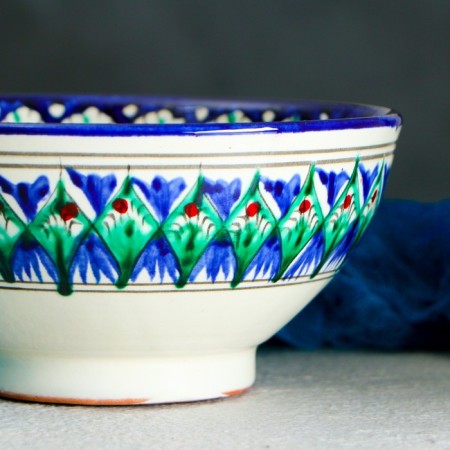 Rishtan ceramics "flowers" 15 cm, small, blue-2