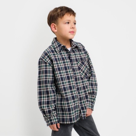 A shirt for a boy in a cage KAFTAN, p. 32 (110-116 cm)