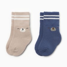 Set of terry socks crumb I am Basic Line, 2 pairs, 6-12 months, beige/blue