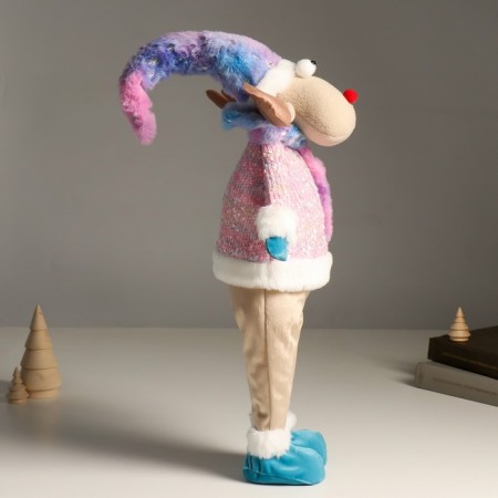 Interior doll "Losik in a pink sweater with fur and a blue cap, with an asterisk" 61.5 cm 94880-3