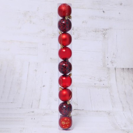 Set of balls plastic D-6 cm, 9 pcs "Aviva" red-1