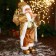 Santa Claus "in a gold suit, with a Christmas tree and gifts" 23x45 cm
