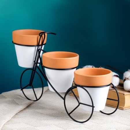 Set of Kashpo "Bicycle" 3pcs, on a stand, 9x9cm-3