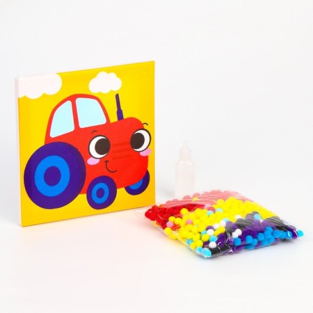 Painting Pompones "Tractor", 20 x 20 cm-2