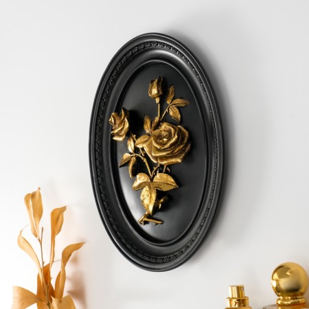 Panel Interior Polystone "Golden Roses" black 18x3x23 cm-1