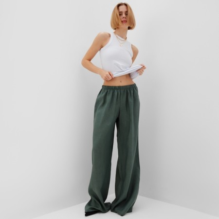 Women's pants minku: minku: safari color green, size 42-1