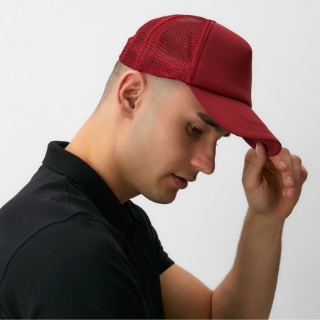 Baseball cap with minaku grid, burgundy color, size 56-58-1