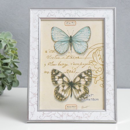 Photo frame plastic 13x18 cm "White" Double silver stroke 21.2x16.2 cm-1