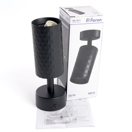 The lamp wall-flowing Feron ML1871, IP20, GU10, 35 W, 55x55x165 mm, black color black-8