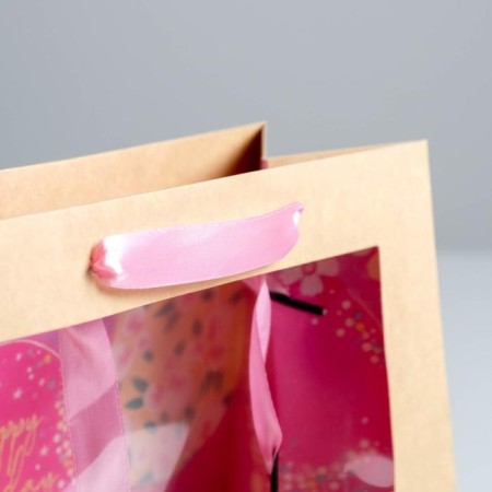 Gift Kraft with a plastic window, packaging, Happy Birthday, 24 x 20 x 11cm-3