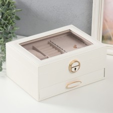 The casket to the leatherette to the clock 2 compartments and jewelry 