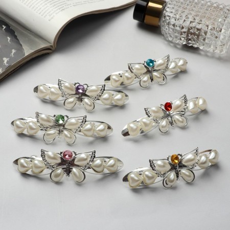 Hair hair clip "Butterfly" white hearts, 9 cm, mix-2