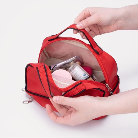 Cosmetic bag, 2 parts on lightning, red color-3