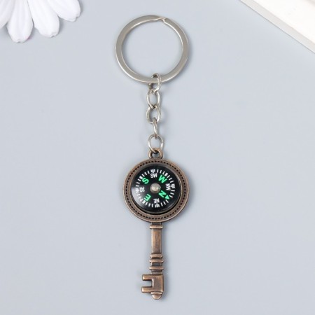 Metal keychain "Key with compass" 2.5x0.5x5.8 cm-1