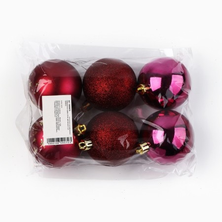 Christmas balls New Year, for the New Year, d = 6 cm, 6 pcs., Wine color-3