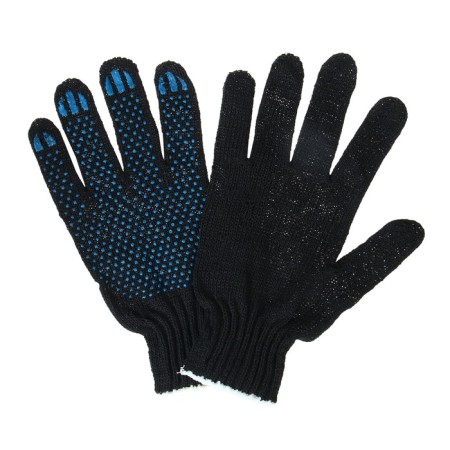 Garden gloves, x/b, knitting grade 7, 3 threads, size 9, with PVC dots, black-1