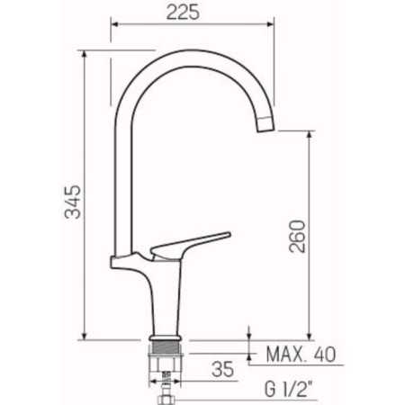 Kitchen mixer "RMS" SL122-017FO, single-leaf, 35 mm cartridge, brass, chrome-4