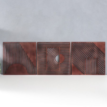 Panel Interior Tree Triptih "Abstraction. Squares" Brown set 3 pcs 30x30 pcs