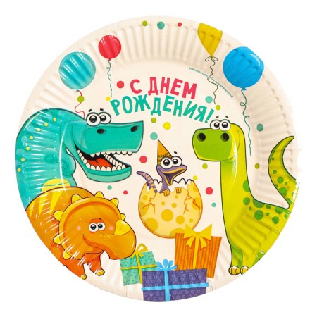 A set of paper utensils "Dinosaurics", 10 glasses, 10 plates-2