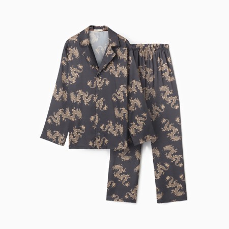 Pajama men's (shirt and trousers) kaftan "Dragon" size 54, graphite-4