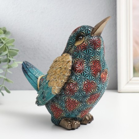 Polystone souvenir "Bird, blue-red snowflakes" sparkles 18.5x10x17 cm-5
