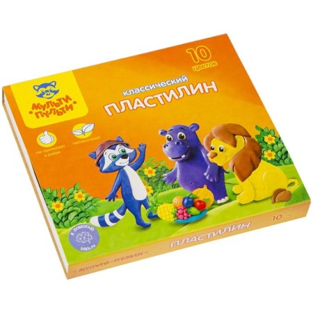 Plasticine 10 colors "Multi-Pulti", "Raccoon Adventures", stack, cardboard packaging, 200 g