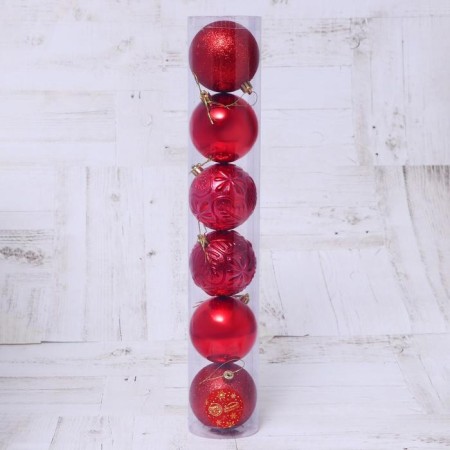 Set of balls plastic D-8 cm, 6 pcs "Amal" red-1