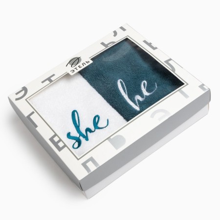 Set of towels "She & He" 35x50 cm-2 pcs, 100% cotton, 350 g/m2-6