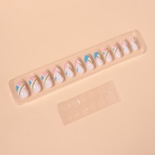 Patch nails, 12 pcs, with glue plates, almonds, multi -colored