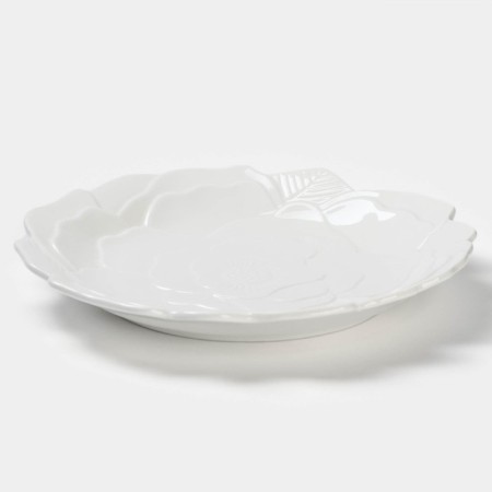 Porcelain dining plate Magistro "Rose", D = 22.5 cm, white color-1