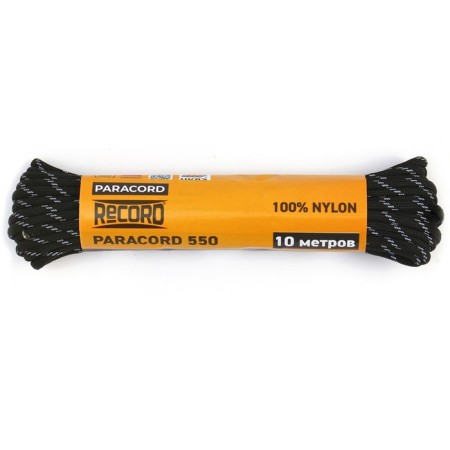 Paracord 550 reflective, nylon, black, d - 4 mm, 10 m-1