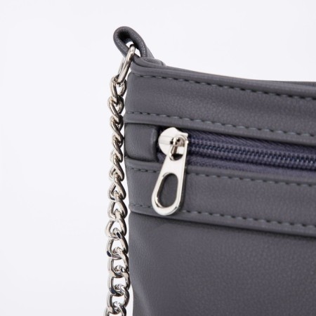 Bag Cross-Bodi with a zipper, gray color-4