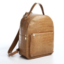 Women's backpack made of artificial leather with lightning, 1 pocket, beige color
